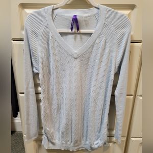 SKY BLUE TEXTURED MATERNITY & NURSING SWEATER